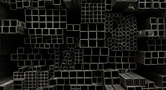 Metal Steel Tubes Background Industrial Iron Stacks Texture Material