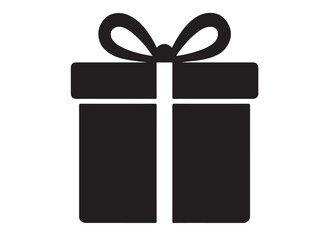 Present gift box logo silhouette vector, Gift box icon logo silhouette, merry christmas and happy new year gift box silhouette logo vector illustration on a white background.