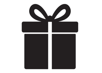 Present gift box logo silhouette vector, Gift box icon logo silhouette, merry christmas and happy new year gift box silhouette logo vector illustration on a white background.