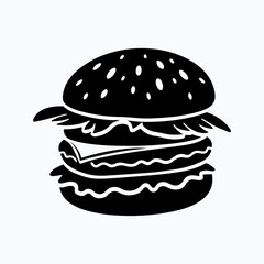 Burger black logo silhouette vector