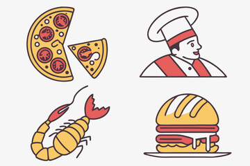 set of icons for restaurant