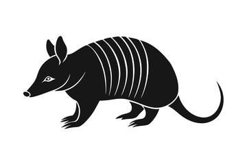 Armadillo animal silhouette vector illustration on white background