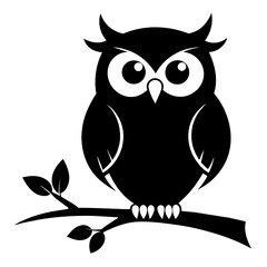 Fototapeta premium Owl Sitting on Tree Branch Silhouette