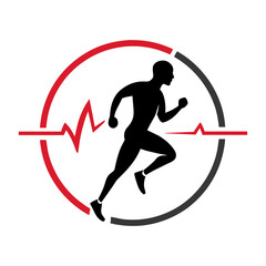 Human Silhouette with Cardiogram Overlay