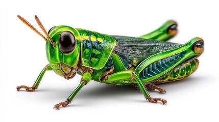 Fototapeta premium Vibrant Green Grasshopper Close-Up