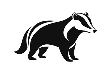 Fototapeta premium simple flat and minimalist Badger silhouette in black on a white background
