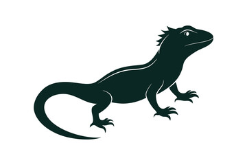 Obraz premium Basilisk silhouette vector illustration on white background