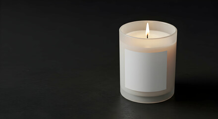 Relaxing Atmosphere Lit Candle Mockup Blank Label Modern Home Decor Soft Light