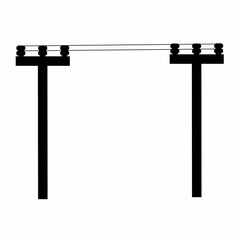 Obraz premium Vector of two high voltage electric poles. Lines with wires on white background. Suitable for electric power symbols and electric shock warning logos