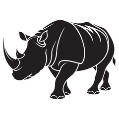 Obraz premium Rhino silhouette on white background. Rhino icon sign vector illustration design.