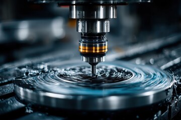 Close-up of a CNC machine operating with high precision and efficiency
