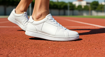 Ready Steady Go White Sneakers Running Track Athlete Fitness Sport Exercise Jogging Shoes