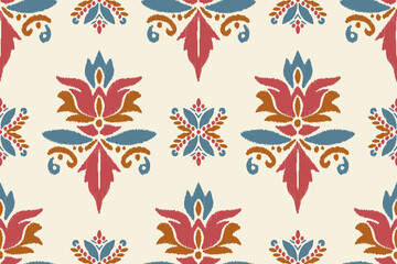 Ethnic abstract ikat fabric artwork with seamless patterns, combining tribal, indigenous and Mexican embroidery with Aztec geometric motifs. Ideal for rugs, wallpapers, throws, fabrics and clothing.