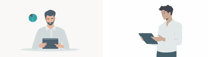 Businessman analyzing financial charts and reports on digital tablet computer data analysis business strategy planning marketing research project management digital technology online education work