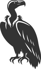 Bird vector drawing silhouette of a black vulture