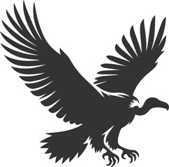 Bird vector drawing silhouette of a black vulture