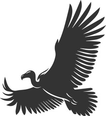 Bird vector drawing silhouette of a black vulture