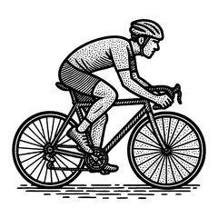 Naklejka premium Monochrome Cyclist Riding Bicycle Depicting Motion Activity and Sport