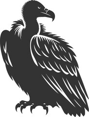 Bird vector drawing silhouette of a black vulture