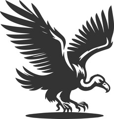 Bird vector drawing silhouette of a black vulture