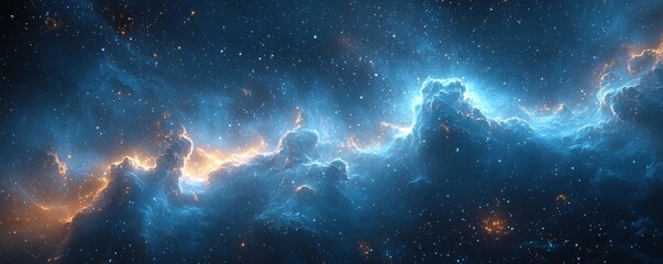 Beautiful galaxy with blue swirling stars and vibrant glowing core