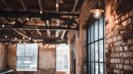 tech startup workspace, in a renovated industrial loft