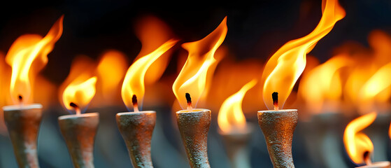 Many Lit Candles With Flames