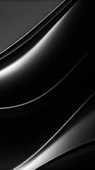 Minimal black abstract background with glossy curved highlights
