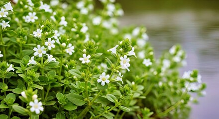 Bacopa Monnieri Flowering Ayurvedic Herb Known as Brahmi Natural Wellness Plant