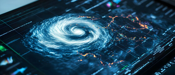 Abstract Digital Hurricane Simulation Graphic
