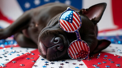 Cute Dog Dressed for 4th of July Festivities