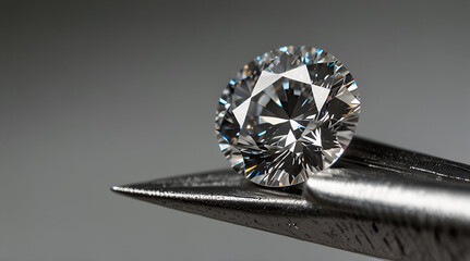 Round diamond in tweezers,generative.ai
