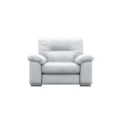 Fototapeta premium A comfortable, plush white armchair, perfect for relaxing in any modern interior. Its soft cushions and sleek design enhance the ambience of living spaces.