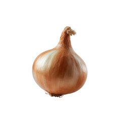 Fototapeta premium A fresh, brown onion on a white isolate background, showcasing its smooth skin and rounded shape, perfect for culinary uses in various dishes and recipes.