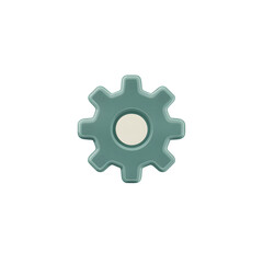 Teal 3D Gear Icon, Settings Cogwheel, Mechanical Element isolated on transparent background