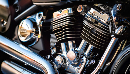 Obraz premium Close up of a motorcycle engine.