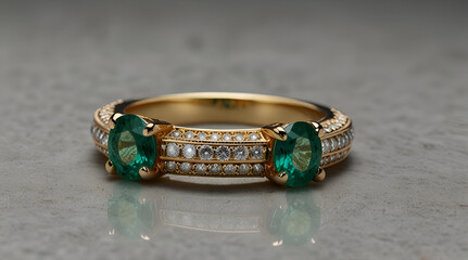 Emerald ring with diamonds,generative.ai
