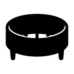 Black silhouette of a round ottoman or footstool with short legs