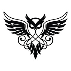 Fototapeta premium Eagle tattoo design featuring detailed wings, a classic tribal vector illustration of the majestic bird, perfect as a vintage symbol or decorative art