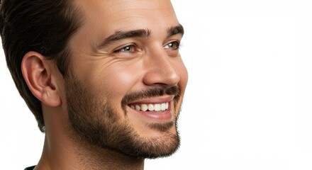 Fototapeta premium Sweaty Man Smiling Portrait with Isolated Background and Ai Defacts