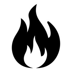 Simple black and white fire flame icon with three distinct points