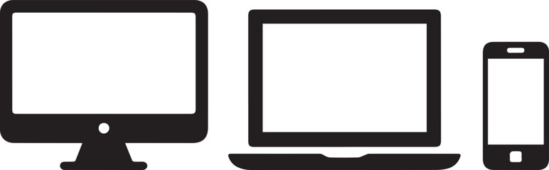 Obraz premium Desktop laptop phone silhouette icons