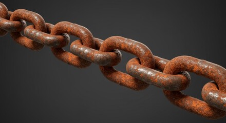 Fototapeta premium Rusty Metal Chain Links Industrial Old Metal Vintage Grunge Decay