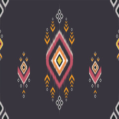 Ikat pattern geometric diamond shapes and abstract floral motifs