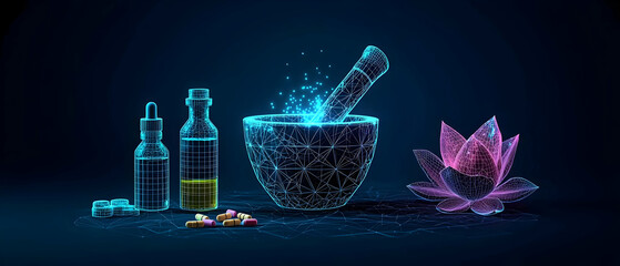 Neon Glowing Pharmacy Supplies And Lotus