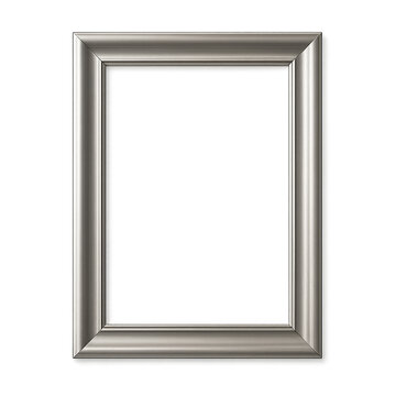 Minimalist Silver Photo Frame on Transparent Background
