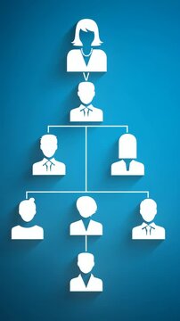 Business concept. Chart of business organization structure and roles. Chart showing the hierarchy between employees. Division of labor among employees, Personel management, Vertical Video