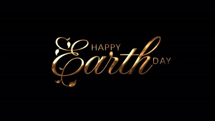 happy earth day text animation with gold color luxury and modern concept with alpha channel - Powered by Adobe