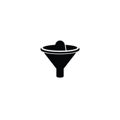 silhouette of funnel icon for data filtering on white backgroundk