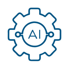 Fototapeta premium AI technology symbol with gear icon in minimalistic style 